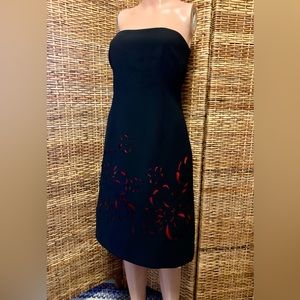 *SALE* Black Strapless Dress with Red by PHOEBE